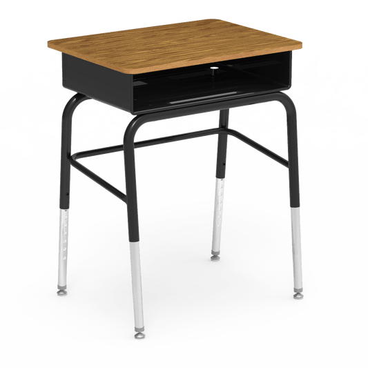Virco 785MBBLB - Student Desk 18" x 24" Laminate Top with Open Front Metal Book Box, Leg Brace and Adjustable Hight Legs, for Schools and Classrooms