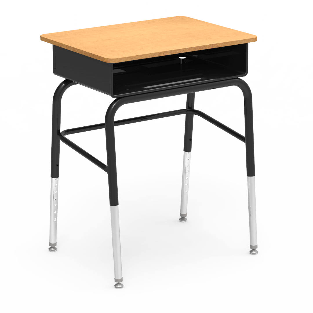 Virco 785MBBLB - Student Desk  18" x 24" Laminate Top with Open Front Metal Book Box, Leg Brace and Adjustable Hight Legs, for Schools and Classrooms